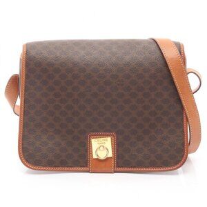 Celine Shoulder Bag Macadam Dark Brown Leather Macadam